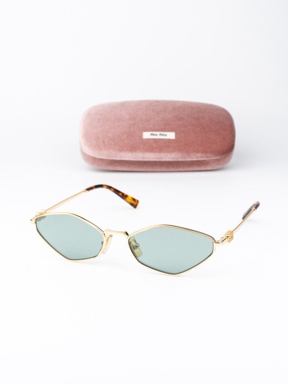 Miu Miu REGARD Women Sunglasses Gold Green Mirror Internal Silver MU56ZS 5AK04M